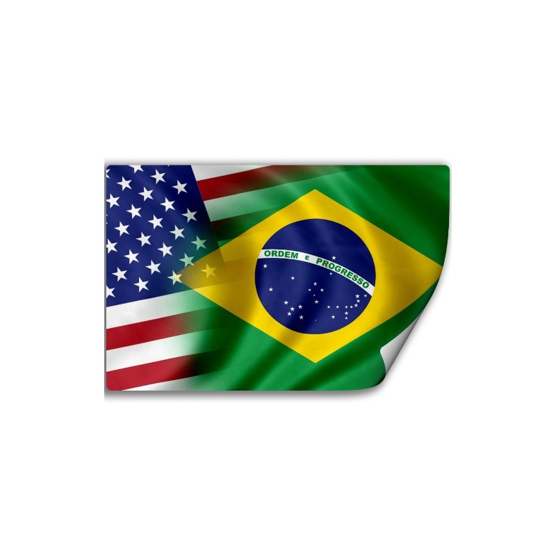 Sticker (Decal) with Flag of Brazil and USA (Brazilian)