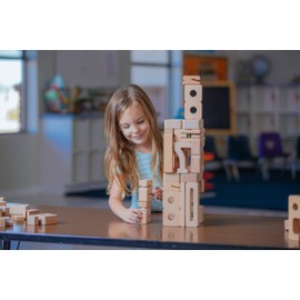 SumBlox All-New Starter Set of 38 Math Building Blocks - STEM Solid Wood Educational Number Blocks, Includes 36 Activity Cards