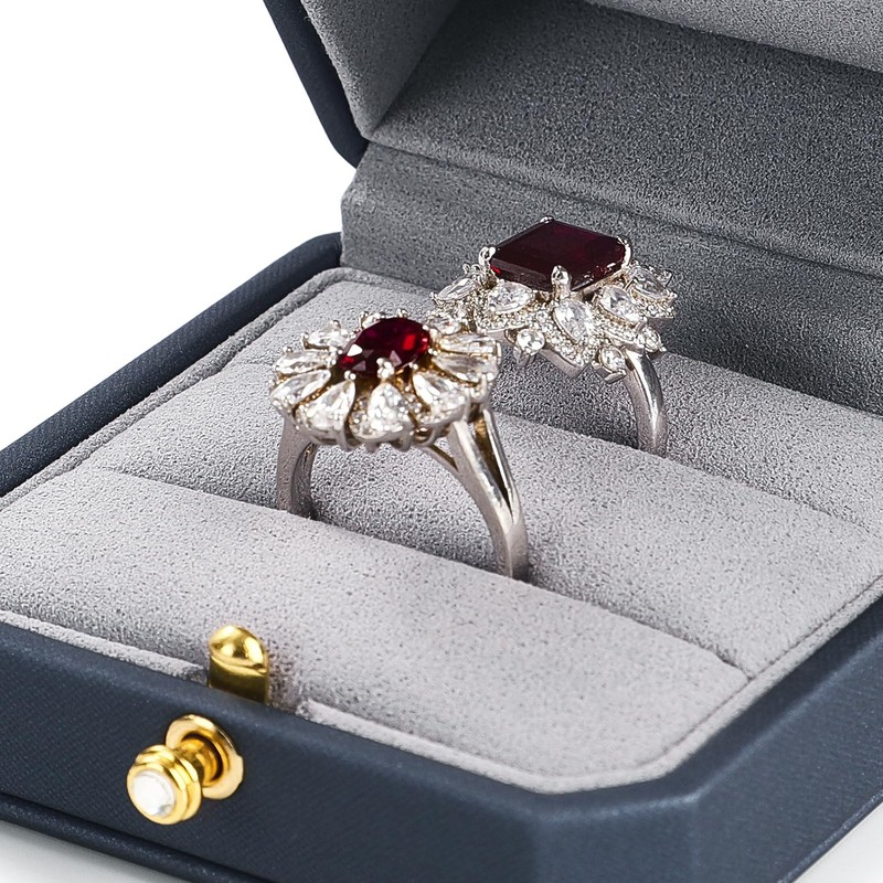 Oirlv Premium Leather Double Ring Box for Wedding Ceremony Engagement