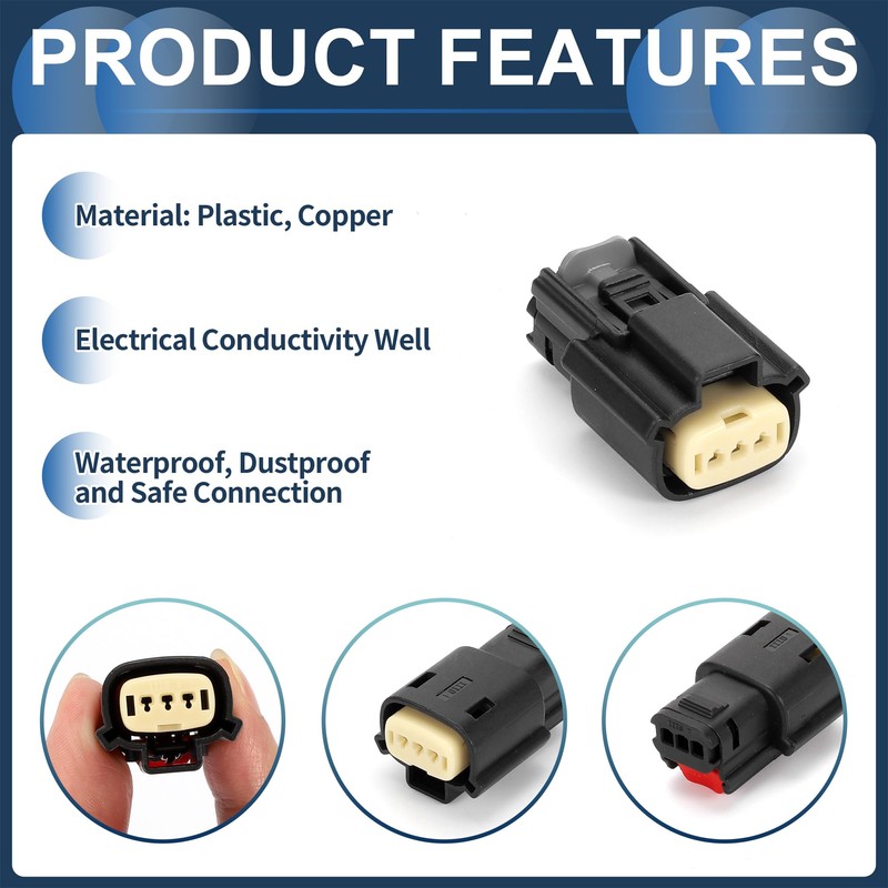 INFINAUTO 3 Pin Ignition Coil Waterproof Connector Plug, 1.5mm Series