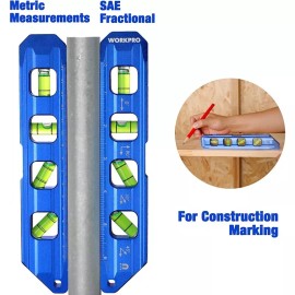 WORKPRO 8” Magnetic Torpedo Level 4 Bubble Vials for 0°/90°/45°/30° Measurements