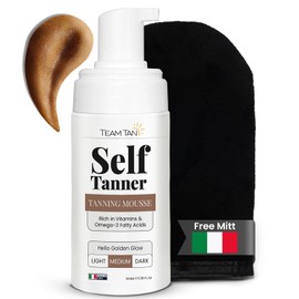 Team Tan Mousse Autobronceadora - Espuma Bronceadora Para Rostro Y Cuerpo Kit De Autobronceado Sin Sol Para Bronceado Artificial Mousse Autobronceadora Con Aloe Vera Y Vitaminas(338 Fl Oz)