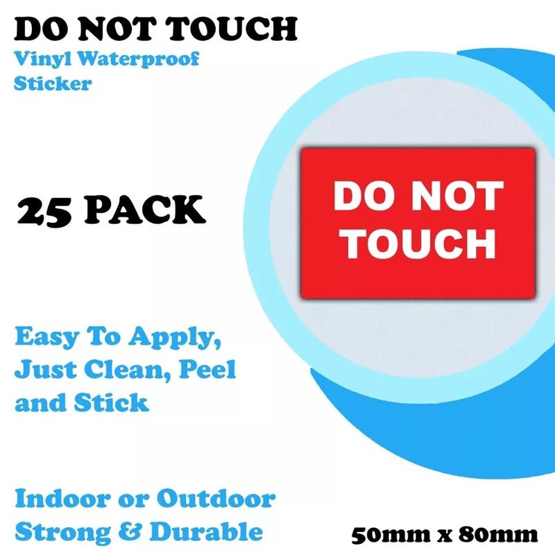 25-Pack - Do Not Touch Safety Vinyl Sign Stickers -
