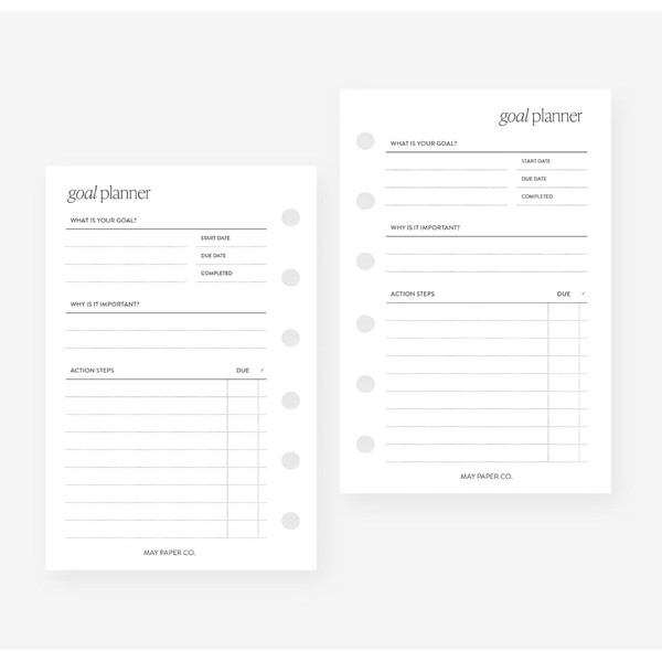 Pocket Goal Planner Insert Agenda Refill for Pocket size 6