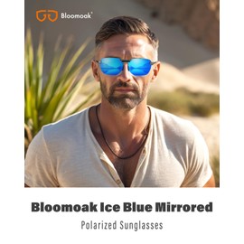 Bloomoak Men's Driving Sunglasses Polarized Sunglasses Sports Eyewear Fishing Golf Goggles for UV400 Eyes Protection Ultra Light AL-MG (Ice Blue)