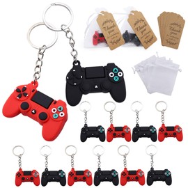 sunny seat Video Game Party Favors 20 Sets Game Handle Keychain Goodie Gifts with Thank You Kraft Tags And Organza Bags For Kid Birthday Party Supplies