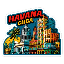 Havana Cuba Sticker Travel Outdoors Decal Vinyl Small Waterproof for Water Bottle Mug Passport Scrapbook Notebook Laptop Tumbler Skateboard Computer Phone 4" ID44990
