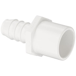 Spears 460-N Series PVC Pipe Fitting, Nesting Adapter, Schedule 40, White, 3/4" Barbed x 1" Spigot x 3/4" Socket