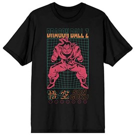 Dragon Ball Z Son Goku Kaio Ken Grid Men's Black T-Shirt-Medium