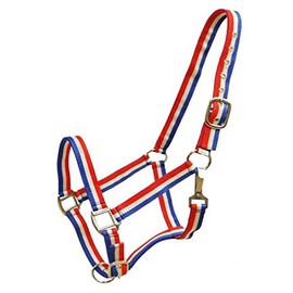 Showman RED, WHITE & BLUE Striped Nylon Horse Halter!