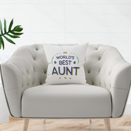 MUGFFINS AUNT Cushion Padding included - in English - World's Best - Funny gift - Pillow: cover and filling 15.7x15.7 inches