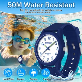 voso Kids Analog Watches for Boys Girls 50M Waterproof Kids Watches Learning Time Children Watch Easy to Read for Ages 3-12 Kids Birthday, Christmas Day, Children's Day Gifts (Blue)