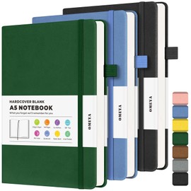 Blank Journal Notebook, 3 Pack A5 Sketch Book, Hardcvoer Sketchbook for Drawing with 100GSM Thick Paper, Leather Journal for Writing, Unlined Journal for Women, Men, School, 160 Pages, 5.7" x 8.4"