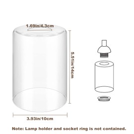 Licperron Clear Glass Replacement Shade 1 Pack, High Transmittance Cylinder Glass Lampshade Covers for Vanity lighting Fixtures Table Lamp Floor Lamp Chandelier Pendant Light