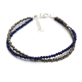 GemInspire Prosperity Bracelet- Combination of Pyrite and Lapis Lazuli Healing Energies 925 Sterling Silver Bracelet for Women Adjustable Bracelet Gift For New Years
