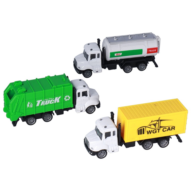 3pcs 1:50 Garbage Truck Models Set Plastic Alloy Sanitation Tanker