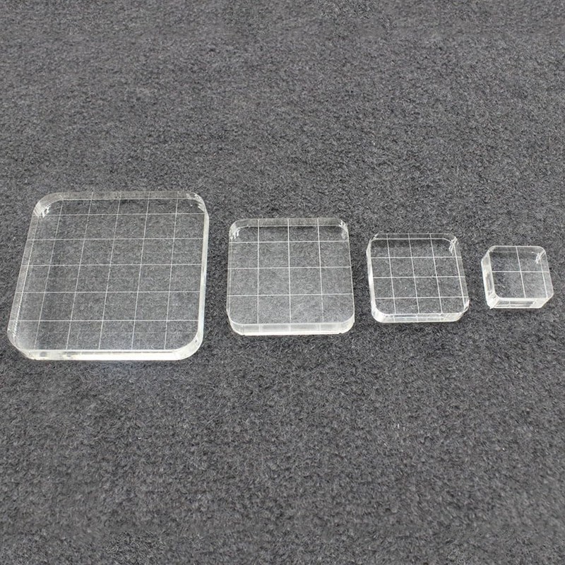 TopHomer Clear Acrylic Stamp Block Set, 10 Pieces with Grid