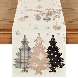 Artoid Mode Pine Trees Christmas Table Runner, Seasonal Winter Xmas Kitchen Table Decoration Indoor Holiday Party Decor 40 x 100 cm
