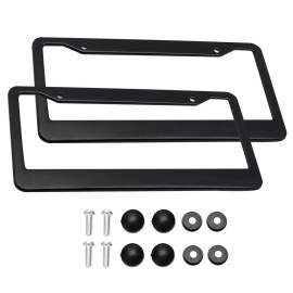 Unbranded Durable 2PCS Black Stainless Steel Universal USA License Plate Frame With Screws