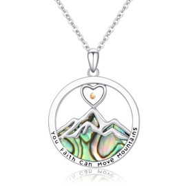 YEESIA Mustard Seed Necklace 925 Sterling Silver Abalone Mountain Necklace Christian Faith Necklace Jewelry Gift for Women Men