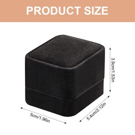 EIHI 2 Pack Black Ring Box, 55 x 50 x 39 mm, Velvet Ring Box, Earring Box, Pendant Box, Suitable for Wedding, Engagement, Valentine's Day