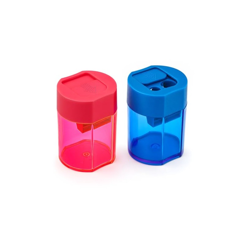 Pencil Sharpener with Container, Pack of 2, Double Hole Sharpener