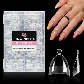 UNA GELLA Short Almond Nail Tips Half Cover 504pcs Short Almond Gel x Nail Tips Matte Clear Almond Fake Nails Self-handle for Nail Extension DIY Nail Salon for Her, 12Sizes