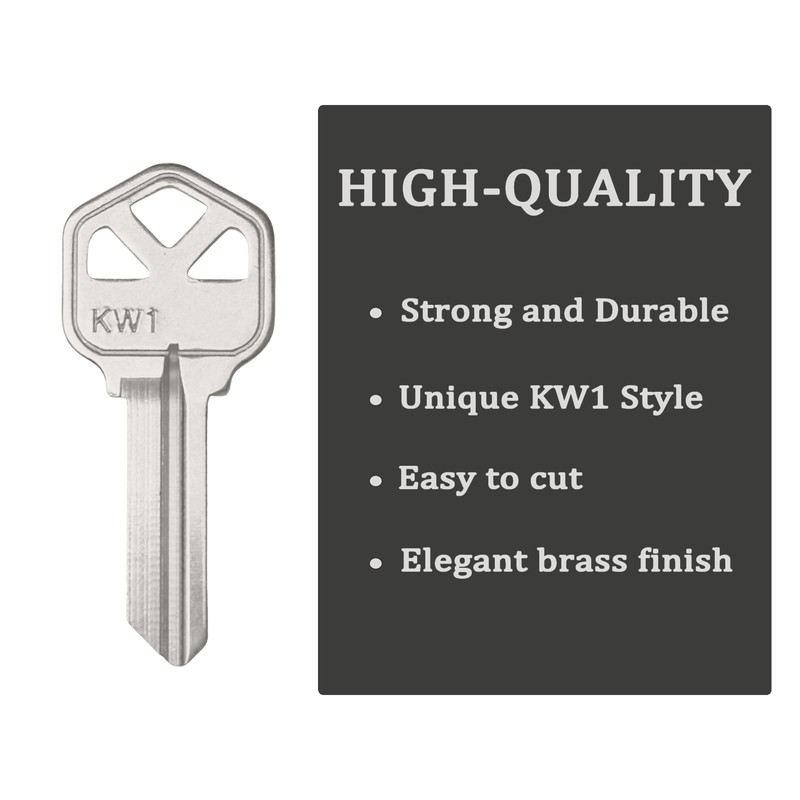 KW1 Blank Key Blanks, Pack of 100 Uncut Blank Keys