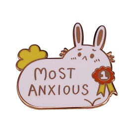 Most Anxious No.1 Rabbit Enamel Lapel Pin badge brooch Mental Health Awareness Badge, Metal Stainless Steel, no gemstone
