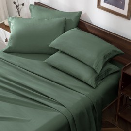 Horbaunal Green Twin Size Sheet Set - 4 Piece Luxury 1800 Thread Count Bedding Sheets & Pillowcases - 16 Inch Deep Pocket Microfiber Bedding Set - Soft & Wrinkle Bed Sheets