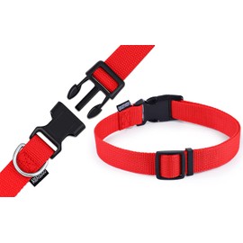 AMAGOOD Dog Collars for Medium and Large Dogs,Basic Dog Collars Easy to Use,Available in More 18 Sizes and Colors（Large,Red）