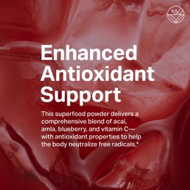 Proper, The Purples Nutrient-Dense Superfood Powder - Antioxidant Supplement and Cellular Support – Acai, Amla, Blueberry, Vitamin C, B Vitamins & More - Enhanced with Prebiotic Fiber & Probiotics