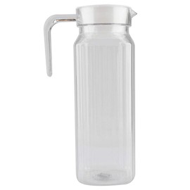 Serveware, Jarra de Pequeña Yctze, Botella de Jugo Transparente Acrílica, Jarra de Jugo Frío de Agua a Rayas con Tapa para Bar en Casa (1100ml)