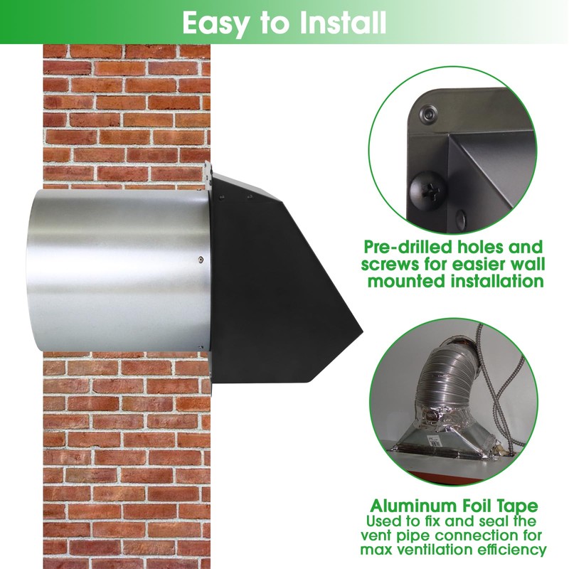 8 Inch Wall Vent Hood Wall Exhaust Vent Cover Outdoor