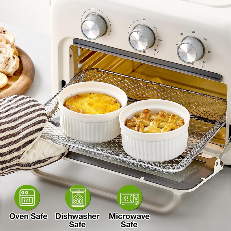 Mfacoy Ramekins with Lids Set of 6, 8 oz Porcelain