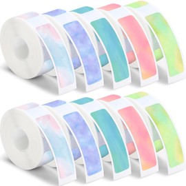 Gersoniel 1600 Pcs Label Tapes 12 x 40 mm Laminated Labeling Stickers Replacement Compatible with D30 Portable Label Printer Tapes Label Print Paper for Office 160 Label/roll (Watercolor)
