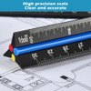 Metal Scale Ruler - 30cm Black Aluminium Triangular Scale Ruler