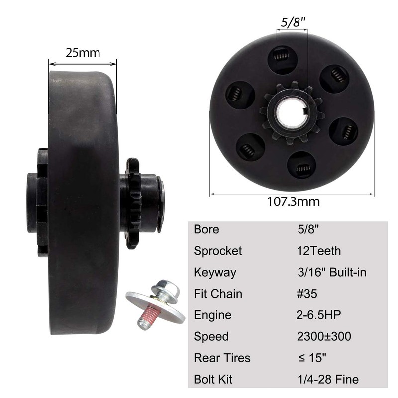 FDJ Centrifugal Clutch 5/8" Bore 12 Tooth Go Kart Clutch