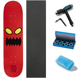 Toy Machine Monster Face Skateboard Deck - 8.0 W/Mob Grip, CCS Skate Tool, Wax, and ABEC 7 Bearings