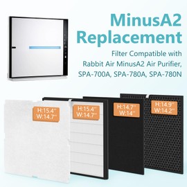 MinusA2 Replacement Filter Kit Compatible with Rabbit Air MinusA2 Air-Puri-Fier SPA-700A, SPA-780A, SPA-780N (with Odor Remover Customized Filter)