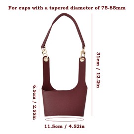 Disnace Coffee Cup Holder, Tea Cup Protective Sleeve, Portable Leather Coffee Drink Sleeve, Hands-Free Coffee Cup Holder with Detachable Chain Strap for Travel Camping Shopping Accessories (Black)