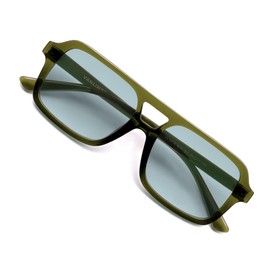 VANLINKER Retro 70s Square Aviator Sunglasses for Women Men Vintage Trendy Rectangle Sun Glasses VL9816,Green/Light Blue