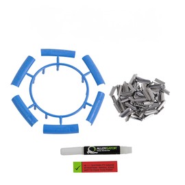 AlloyGator Sky Blue Component Pack - Set of 9 Rim Protector for Car Wheels Replacement Parts - Includes 6 Joining Clips, a Set of Stainless Steel Clips, a Suitability Checker, & a Bottle of Glue (2g)