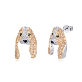 S925 Sterling Silver Dog Stud for Women Cute Basset Hound Earring for Her, 24 Breed Choices, Dainty Pet Lover Jewelry