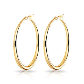 ASIRYVA 1 Pair 40mm Gold Hoops Earrings for Women, Hoop Harrings for Women - Hypoallergenic & Luxurious