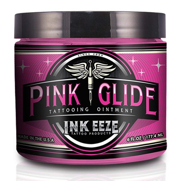 INK-EEZE Pink Tattoo Ointment for Artists and Aftercare, Essential Oils, Vegan, Cruelty Free, Made in USA, Bubble Gum, 6oz