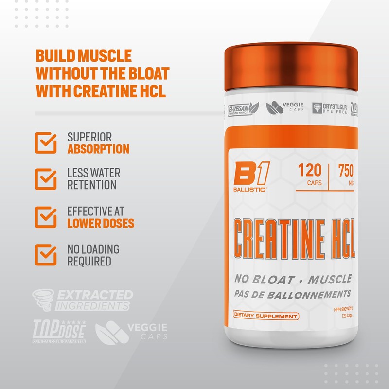 Ballistic Creatine HCL Capsules | Bloat Free Creatine Hydrochloride |
