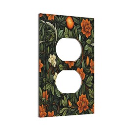 Wpshijia Decorative Outlet Covers William Morris Orange Flowers Rustic Leaves Floral 1 Gang Duplex Light Switch Cover Plate Electrical Switch plates Wall Plates Receptacle Covers for Bathroom Bedroom