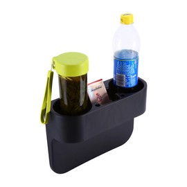 3 In1 Car Seat Wedge Cup Holder, Keenso Universal Black 2 Cup Holder Inserts, Multifunctional Bottle Organizer Seat Back Drinking Bracket Double Cup Holder Cellphone Holder Mount Stand Storage Organi