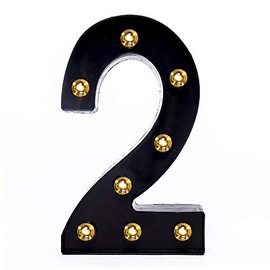Foaky Black LED Marquee Number Lights Sign Light Up Marquee Number Lights Sign for Night Light Wedding Birthday Party Battery Powered Christmas Lamp Home Bar Decoration